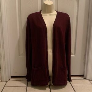 American Eagle Outfitters Open-Front Cardigan Sweater - Burgundy